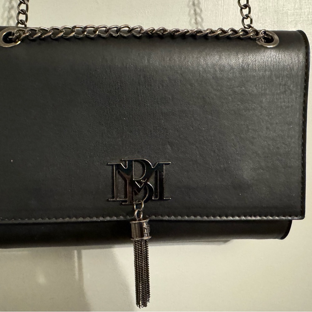 Badgley Mischka Black Clutch with Chain Strap